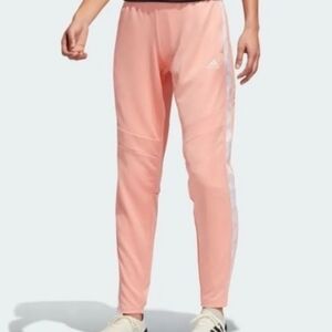 Adidas Pant Women Small Pink White Track Zip Warm Up Practice Tiro Climacool